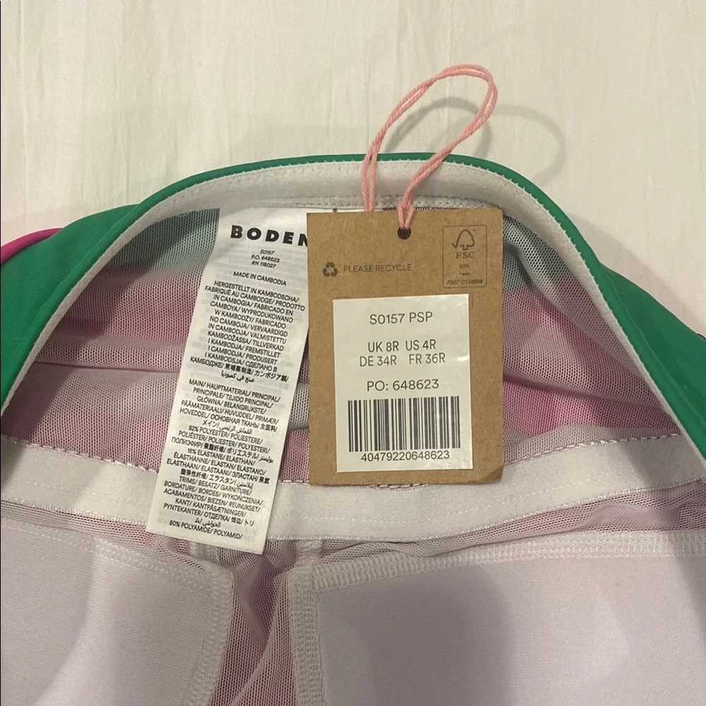 Boden Santorini Pink and Green One Piece Swimsuit with Color-Block Design - Picture 7 of 8